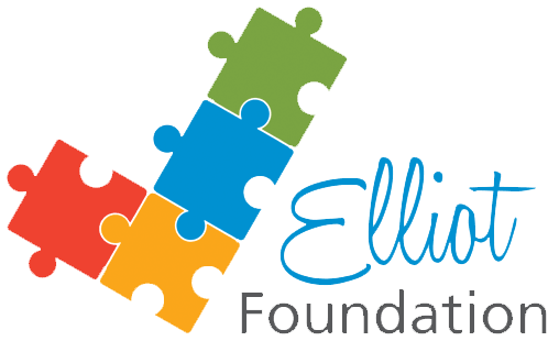 Elliot Foundation logo with red, yellow, blue and green puzzle pieces 